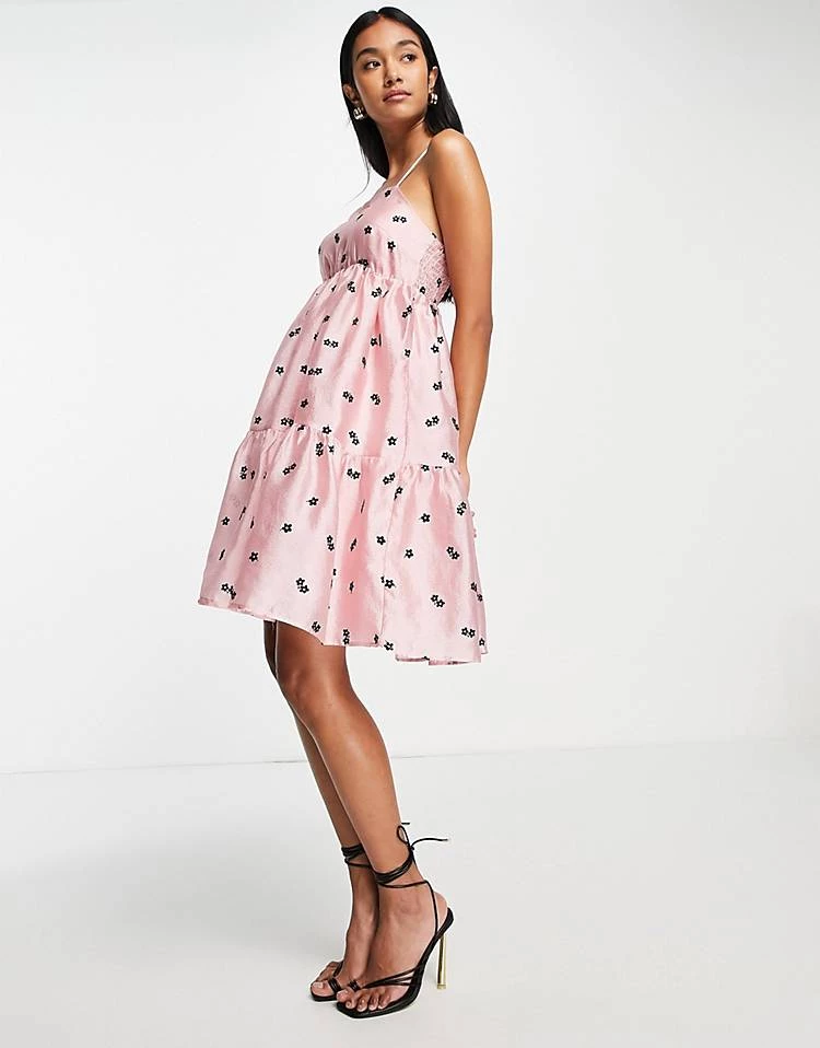 Y.A.S Mini Dress With Flocked Cloud In Pink For Women Ballerina 6 Y.A.S Mini Dress With Flocked Cloud In Pink For Women Ballerina - Image 4