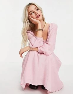Y.A.S Petite Midi Dress In Pink Jacquard For Women 9 Y.A.S Petite Midi Dress In Pink Jacquard For Women -Women's Y.A.S Sales Shop unnamed file 897