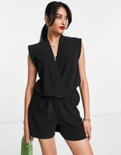 Y.A.S Wrap Front Playsuit In Black For Women 10 Y.A.S Wrap Front Playsuit In Black For Women -Women's Y.A.S Sales Shop unnamed file 9