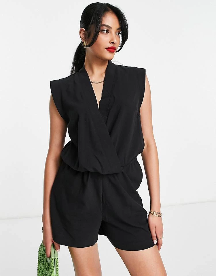 Y.A.S Wrap Front Playsuit In Black For Women 6 Y.A.S Wrap Front Playsuit In Black For Women - Image 5