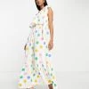 Y.A.S One Shoulder Tiered Maxi Dress In Confetti Polka Dot For Women Confetti Spot