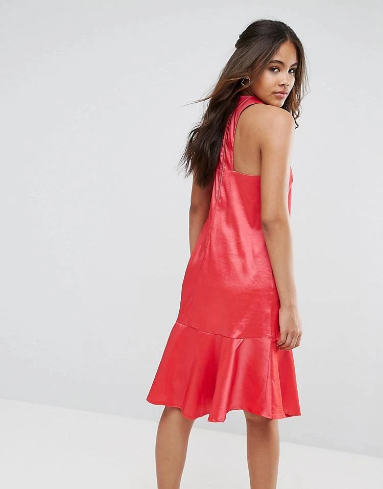 Y.A.S Tall Y.A.S Studio Tall High Neck Midi Dress With Fluted Hem Detail For Women Teaberry 4 Y.A.S Tall Y.A.S Studio Tall High Neck Midi Dress With Fluted Hem Detail For Women Teaberry - Image 2