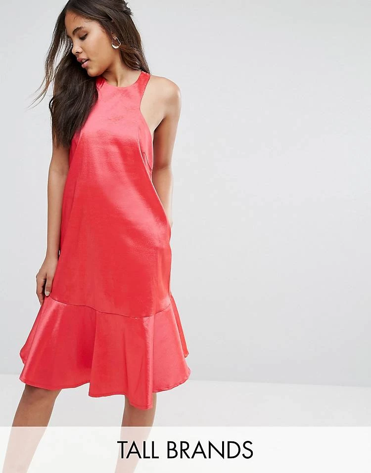 Y.A.S Tall Y.A.S Studio Tall High Neck Midi Dress With Fluted Hem Detail For Women Teaberry 7 Y.A.S Tall Y.A.S Studio Tall High Neck Midi Dress With Fluted Hem Detail For Women Teaberry - Image 5