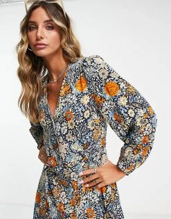 Y.A.S Long Sleeve V Neck Printed Floral Maxi Dress For Women Navy Blazer 9 Y.A.S Long Sleeve V Neck Printed Floral Maxi Dress For Women Navy Blazer -Women's Y.A.S Sales Shop unnamed file 927