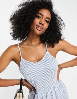 Y.A.S Thea Stripe Midi Dress In Blue For Women Blue Stripe -Women's Y.A.S Sales Shop unnamed file 932