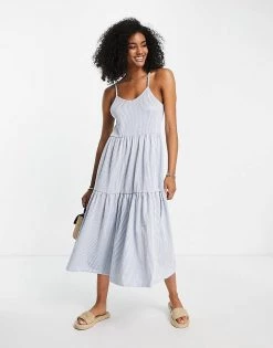Y.A.S Thea Stripe Midi Dress In Blue For Women Blue Stripe -Women's Y.A.S Sales Shop unnamed file 933
