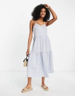 Y.A.S Thea Stripe Midi Dress In Blue For Women Blue Stripe -Women's Y.A.S Sales Shop unnamed file 934