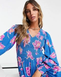 Y.A.S Long Sleeve Floral Maxi Dress In Blue For Women Strong Blue 9 Y.A.S Long Sleeve Floral Maxi Dress In Blue For Women Strong Blue -Women's Y.A.S Sales Shop unnamed file 937