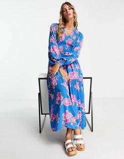 Y.A.S Long Sleeve Floral Maxi Dress In Blue For Women Strong Blue 10 Y.A.S Long Sleeve Floral Maxi Dress In Blue For Women Strong Blue -Women's Y.A.S Sales Shop unnamed file 938