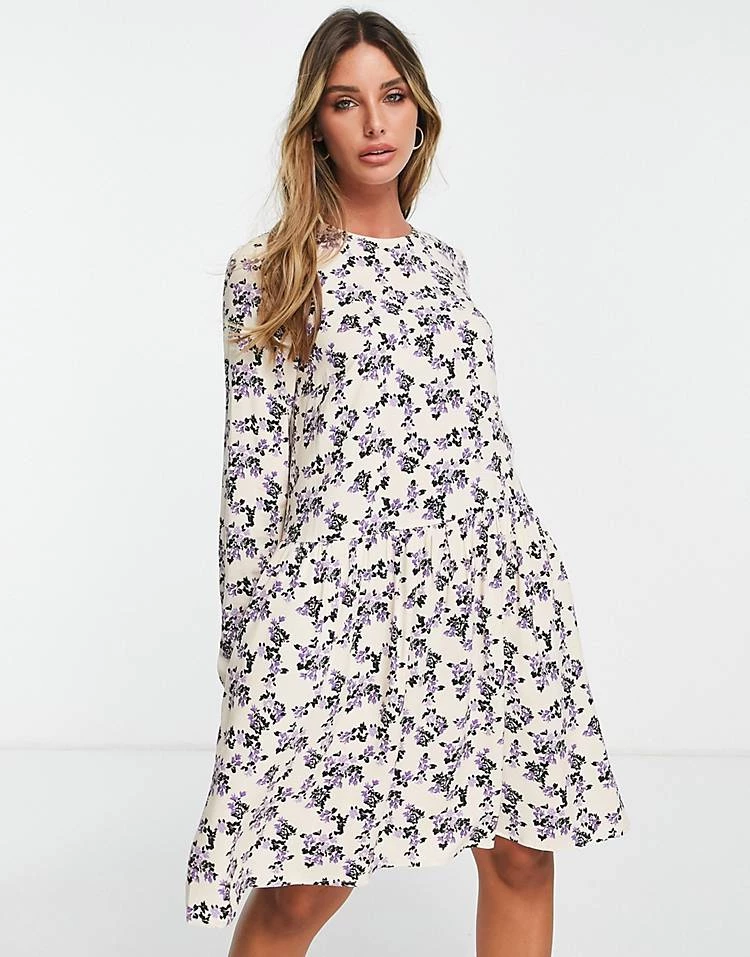 Y.A.S Hunter Floral Mini Dress In Cream For Women Ecru 3 Y.A.S Hunter Floral Mini Dress In Cream For Women Ecru