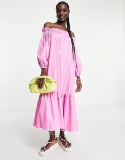 Y.A.S Off The Shoulder Cotton Poplin Dress In Pink For Women Fuchsia Pink 9 Y.A.S Off The Shoulder Cotton Poplin Dress In Pink For Women Fuchsia Pink -Women's Y.A.S Sales Shop unnamed file 97