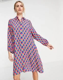 Y.A.S Graffy Printed Shirt Dress For Women Sodalite Blue -Women's Y.A.S Sales Shop unnamed file 987