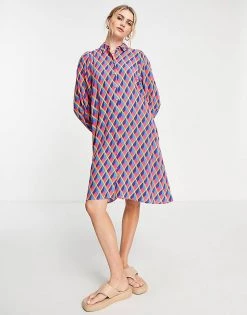 Y.A.S Graffy Printed Shirt Dress For Women Sodalite Blue -Women's Y.A.S Sales Shop unnamed file 989